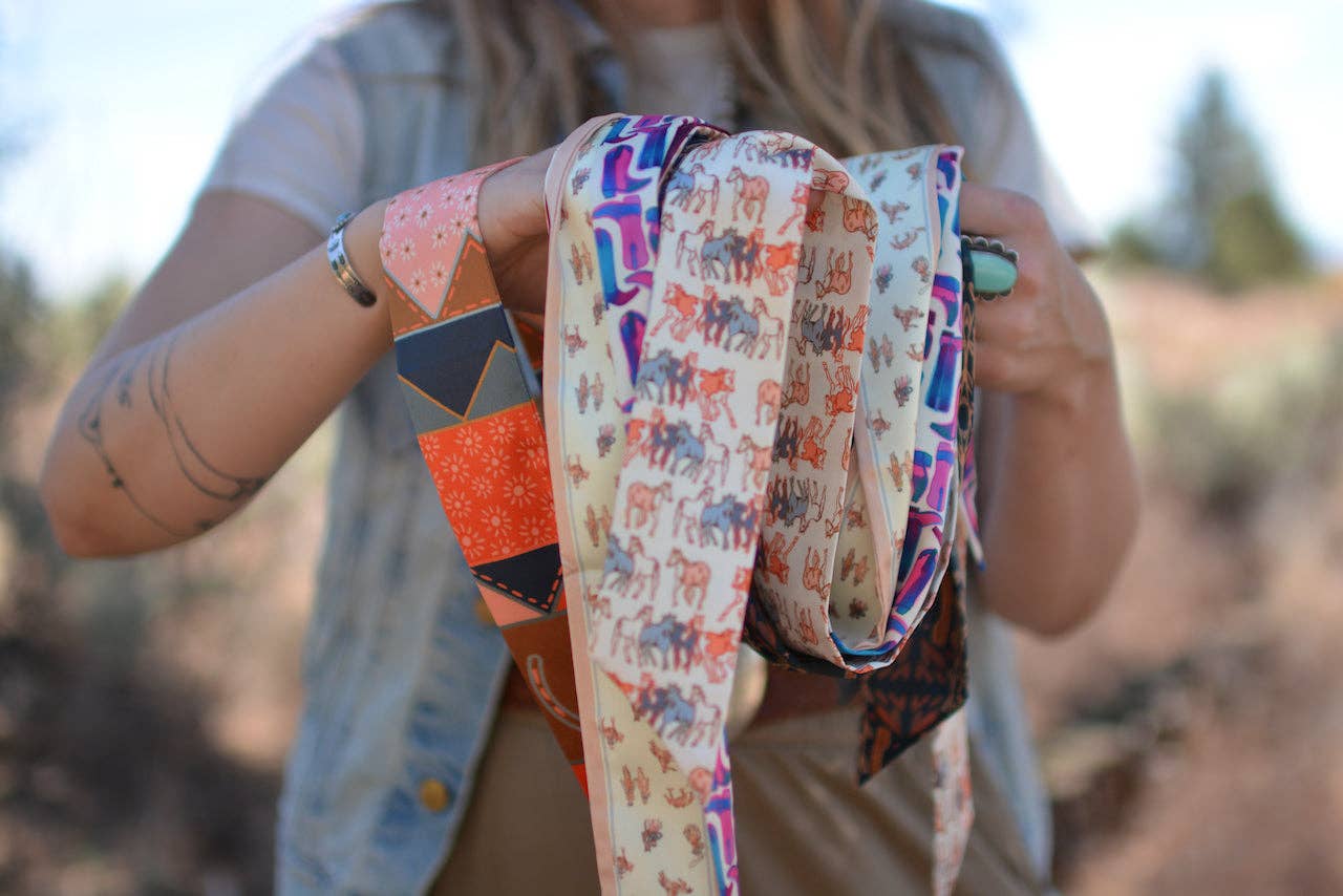 Saddle Club Silk Western Cowgirl Twilly Scarf