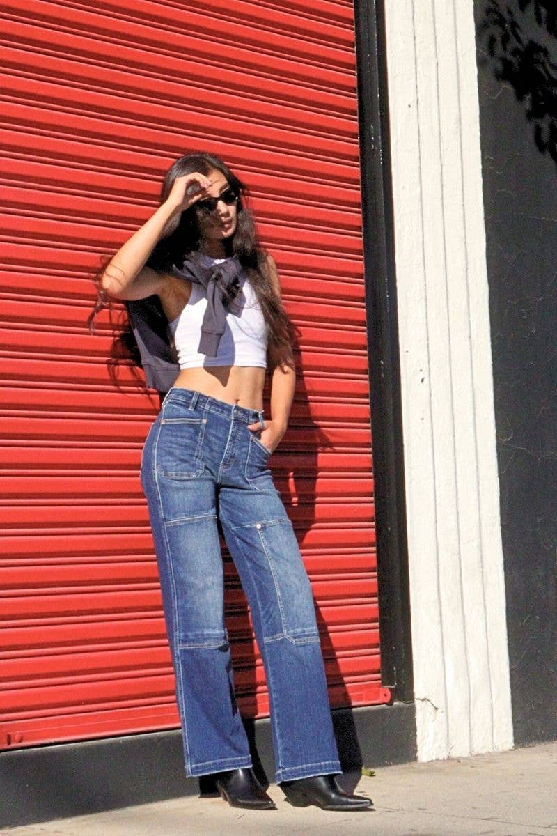 TUMMY CONTROL HIGH RISE RELAXED WIDE LEG JEANS