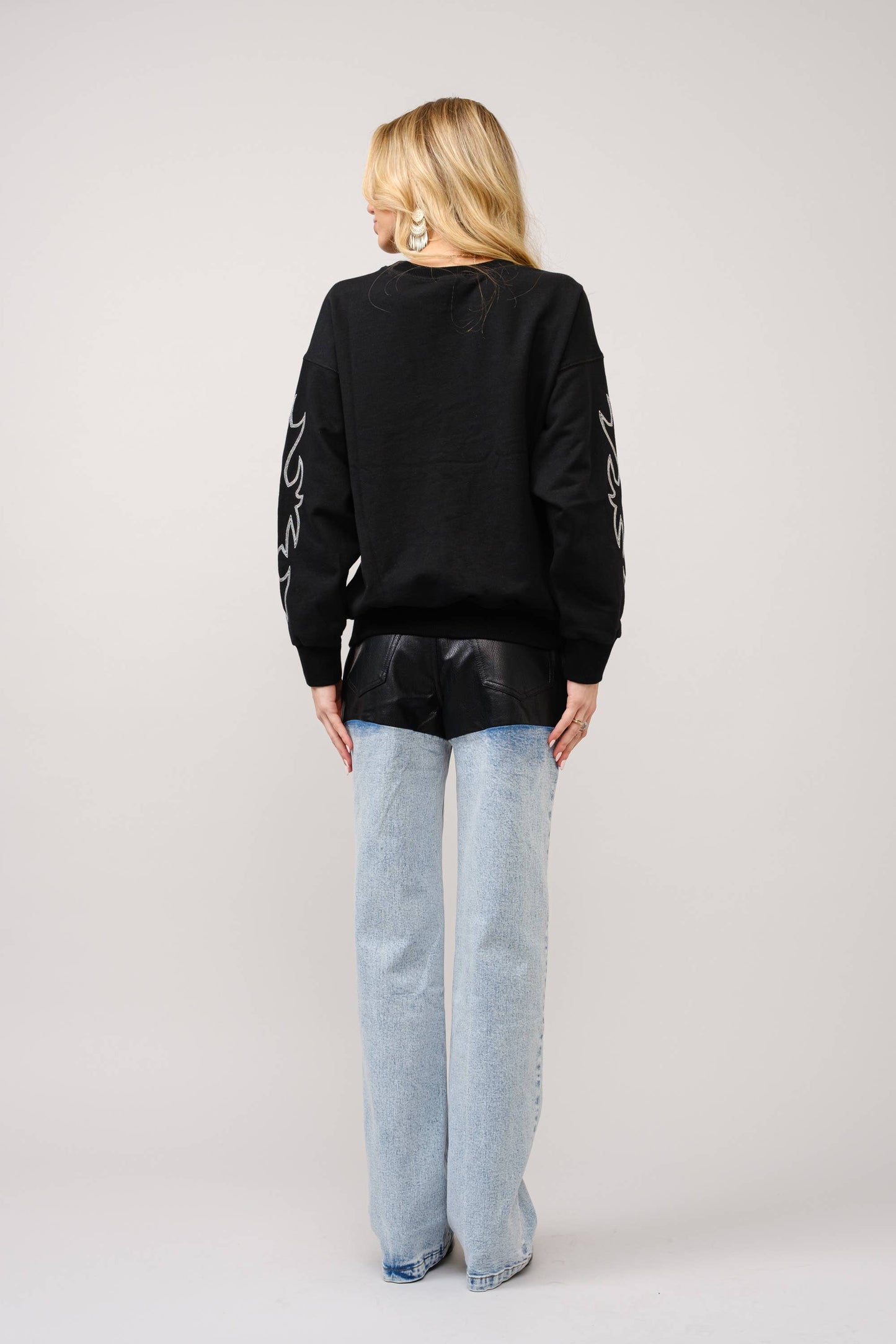 36319T - Western Boots Stitch Pullover Sweatshirt