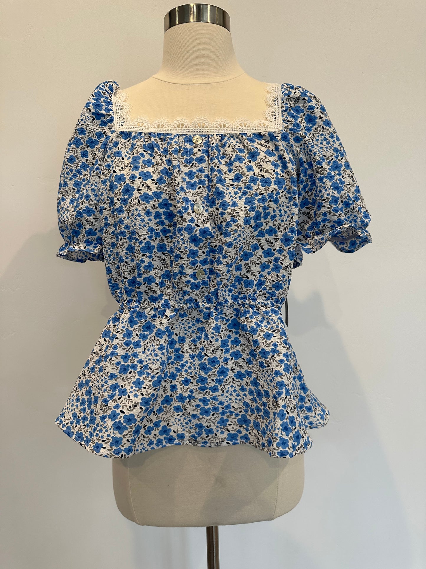 Blue floral blouse