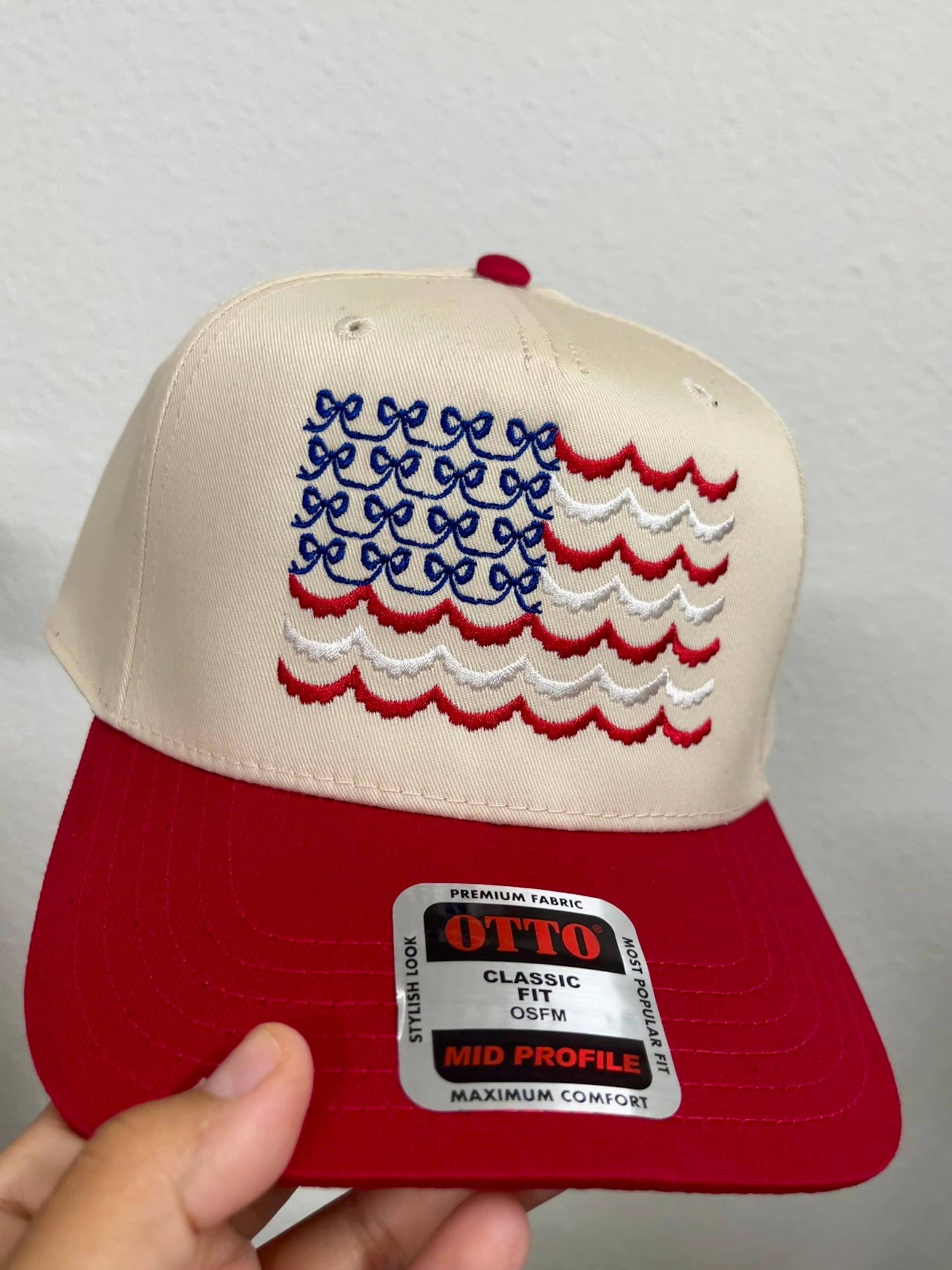 Coquette American Flag Embroidered Hat