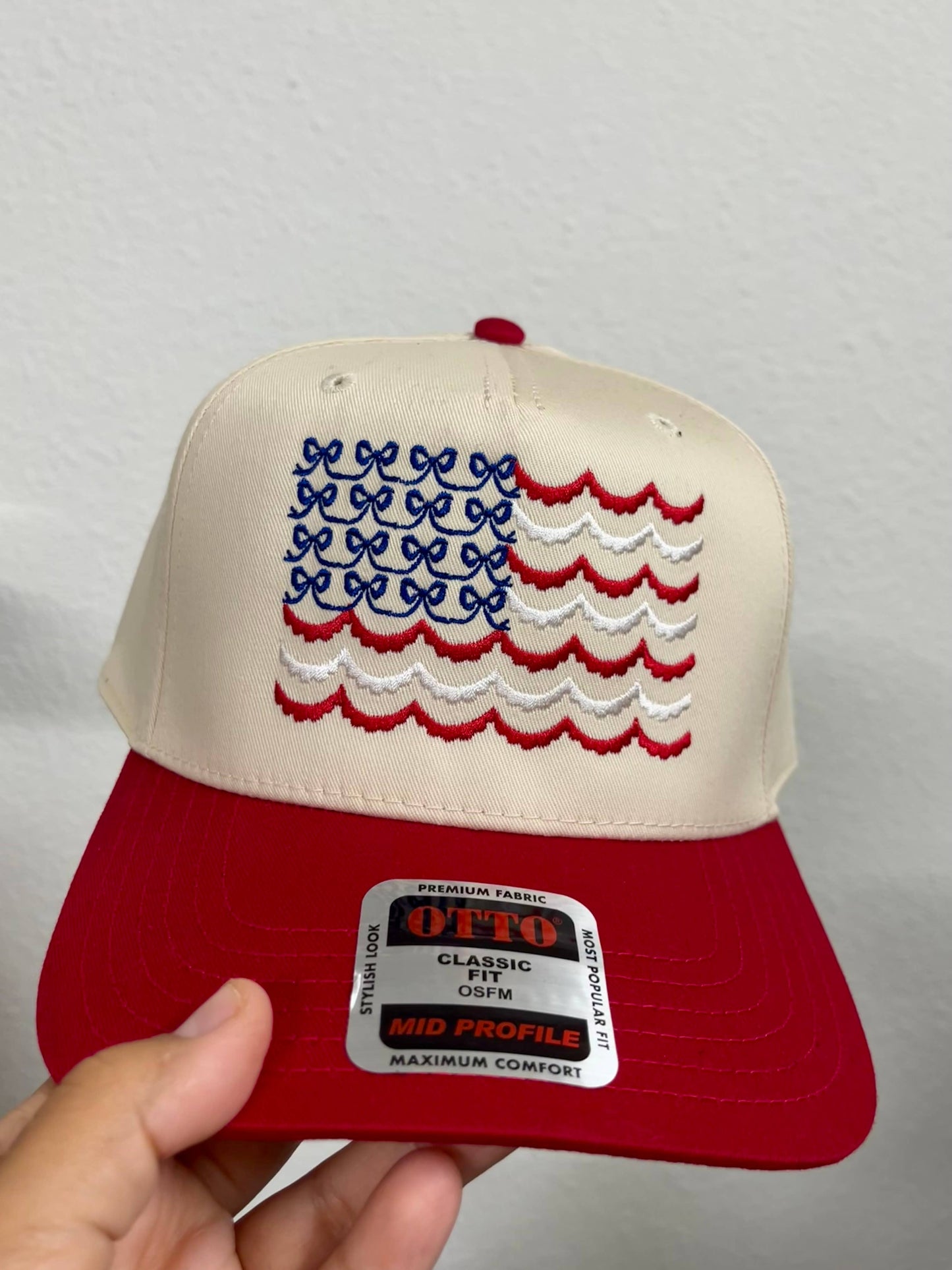 Coquette American Flag Embroidered Hat