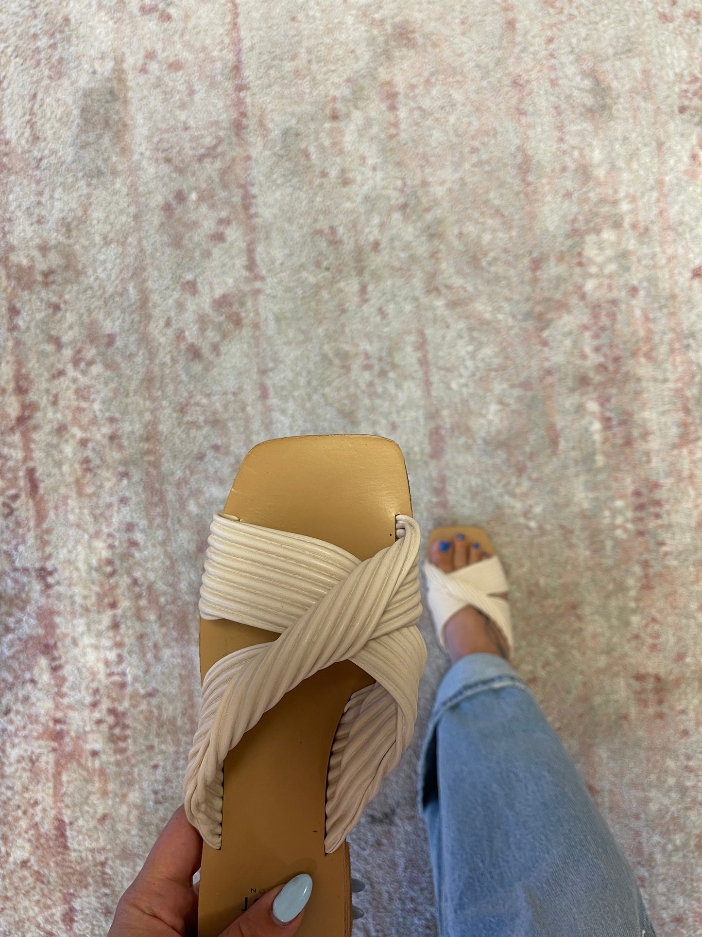 Nude crossed sandals