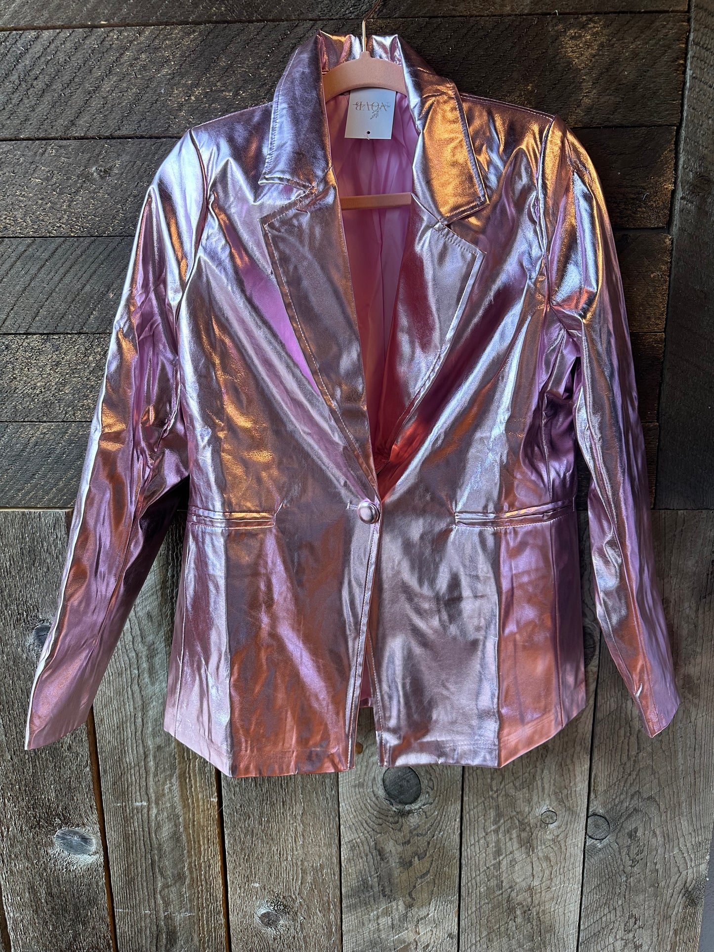 Metallic pink blazer