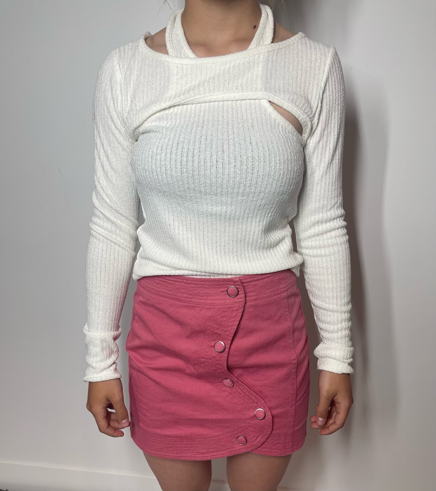 Pink button skirt