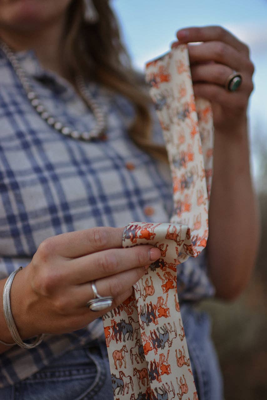 Mustang Meadows Silk Twilly Cowgirl Scarf