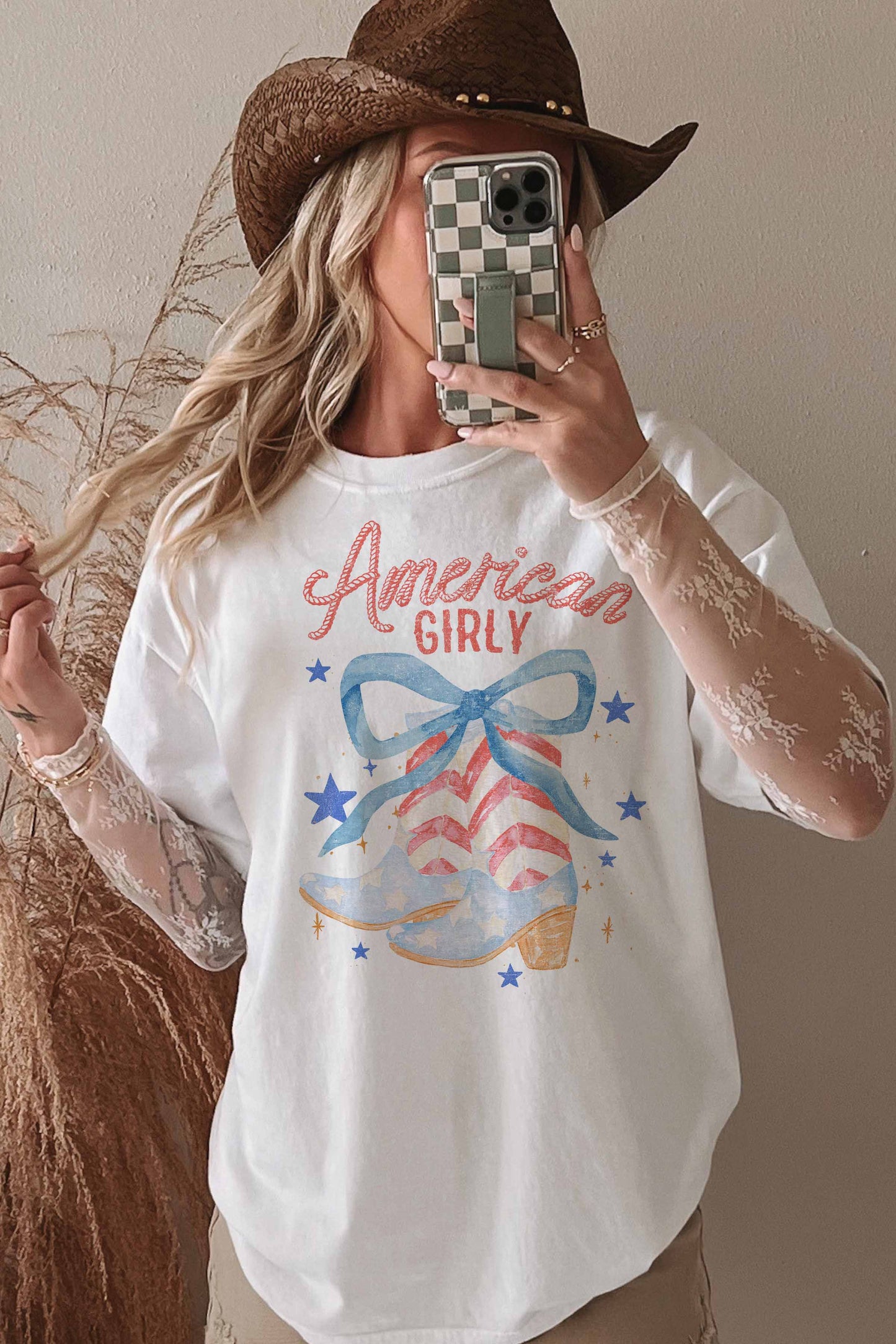 [G1939X-OTS]-AMERICAN GIRLY OVERSIZED TEE