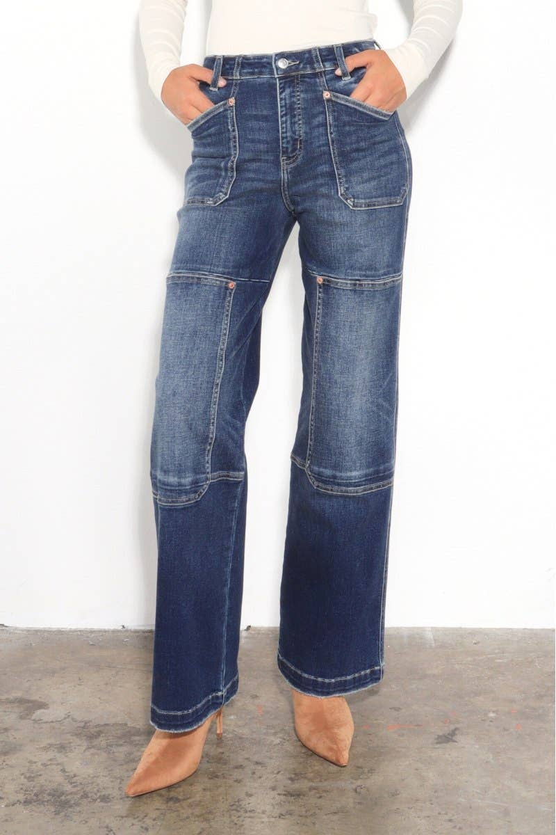 TUMMY CONTROL HIGH RISE RELAXED WIDE LEG JEANS