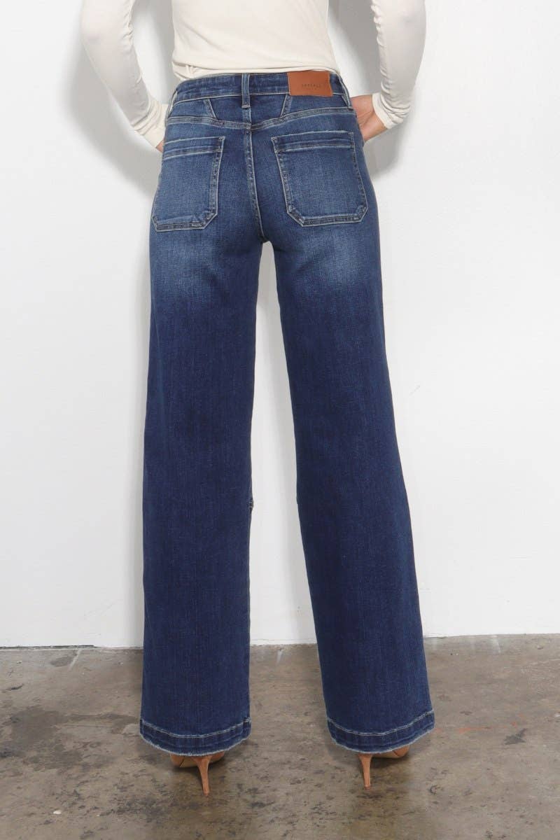 TUMMY CONTROL HIGH RISE RELAXED WIDE LEG JEANS