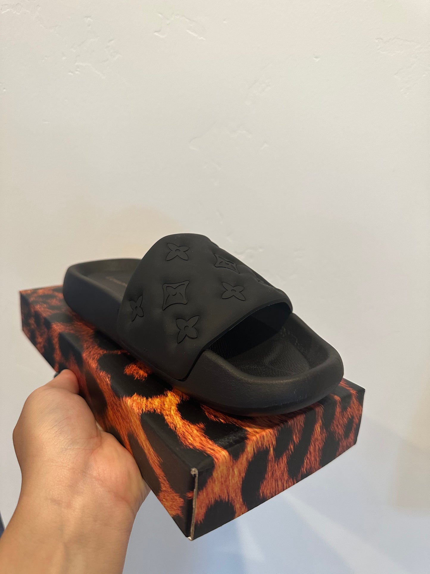 Custom Black x Louis Vuitton Slides