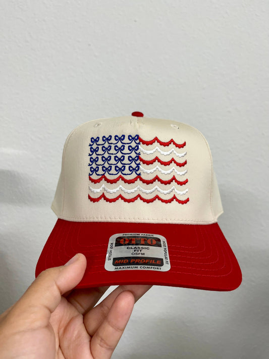 Coquette American Flag Embroidered Hat