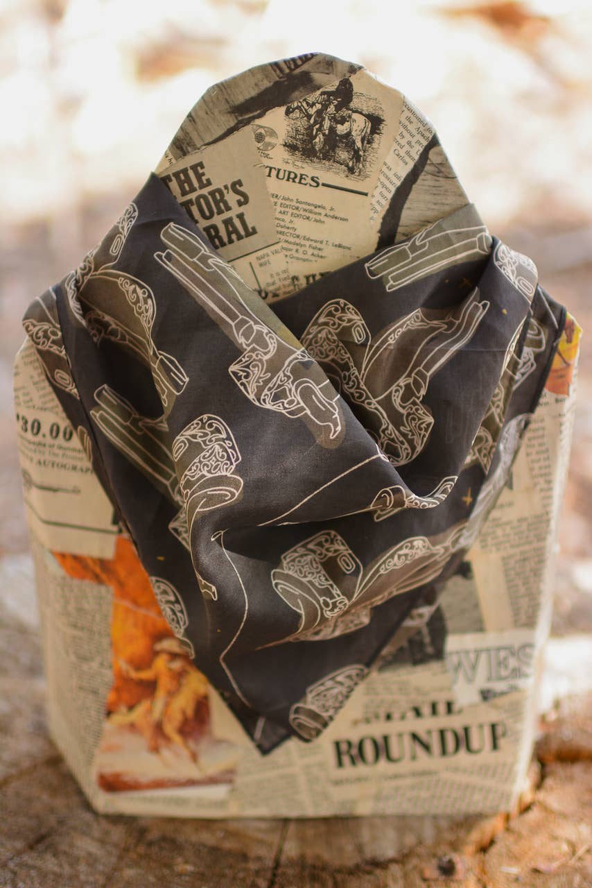 Western Saddle in Arena Brown Cowgirl Silk Scarf Wild Rag