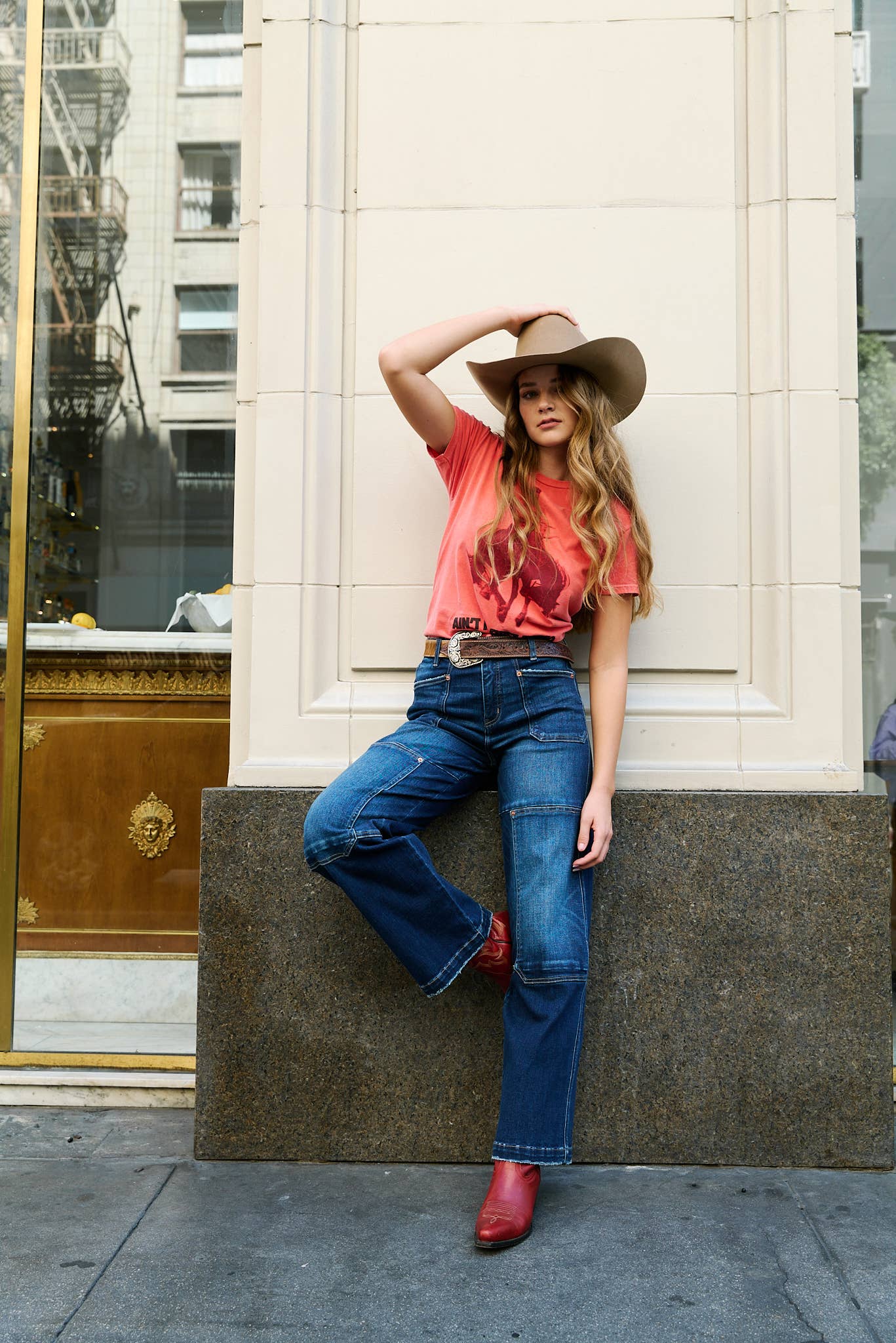 TUMMY CONTROL HIGH RISE RELAXED WIDE LEG JEANS