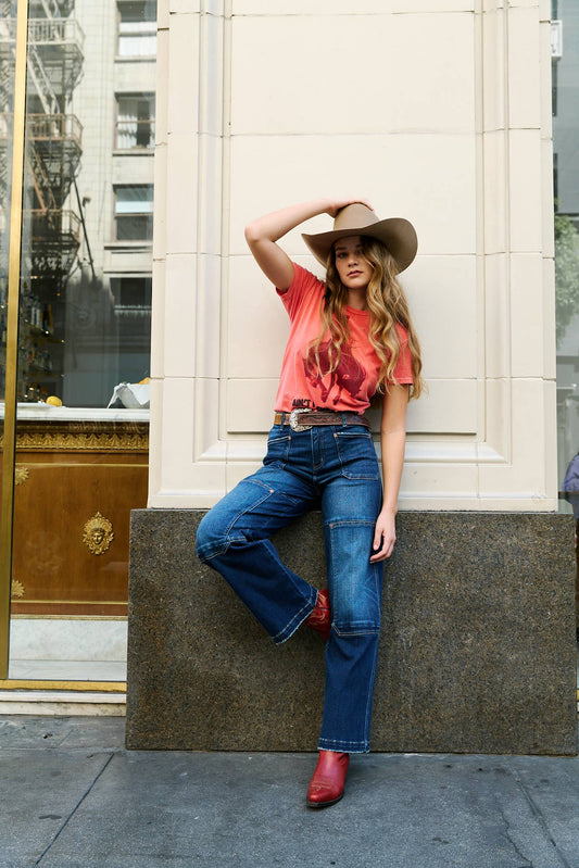 TUMMY CONTROL HIGH RISE RELAXED WIDE LEG JEANS