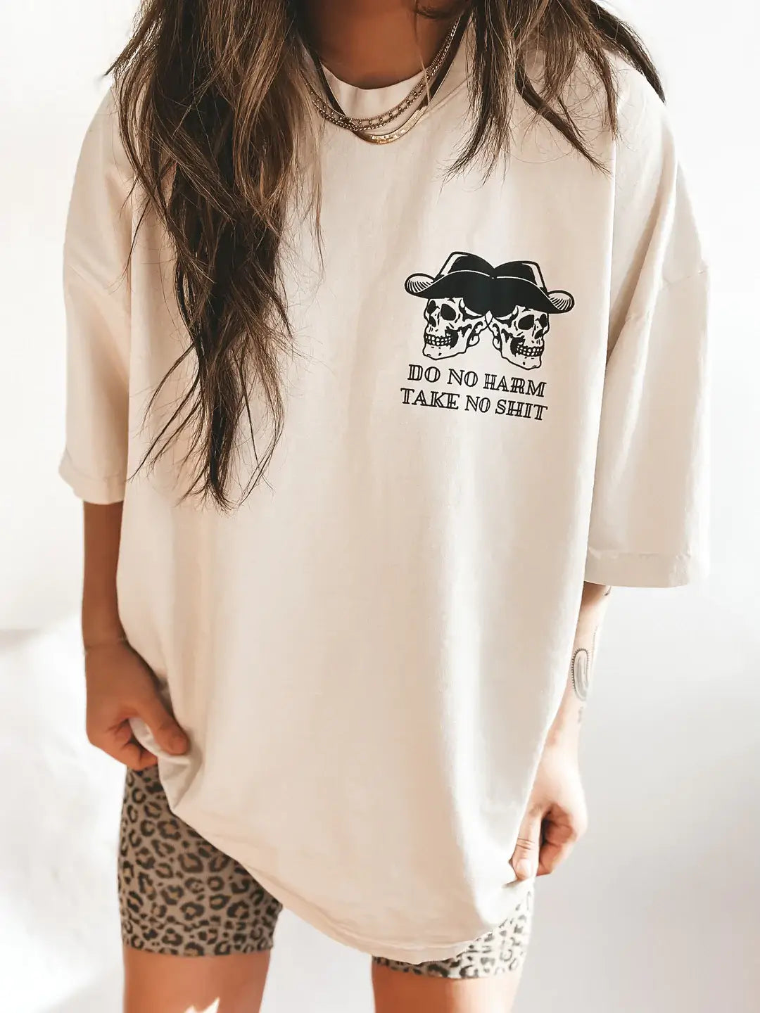 Do No Harm Take No Shit Cowboy Skelly Graphic Tee - Ivory