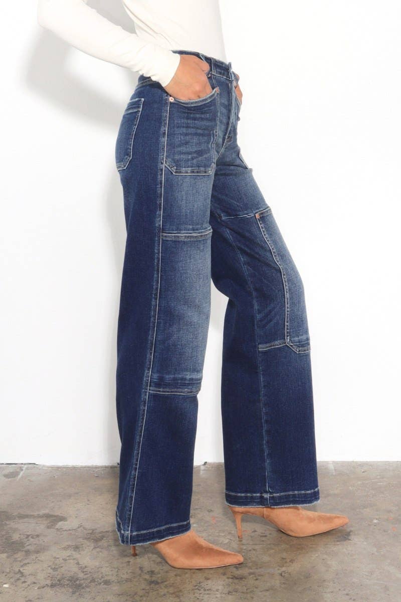 TUMMY CONTROL HIGH RISE RELAXED WIDE LEG JEANS