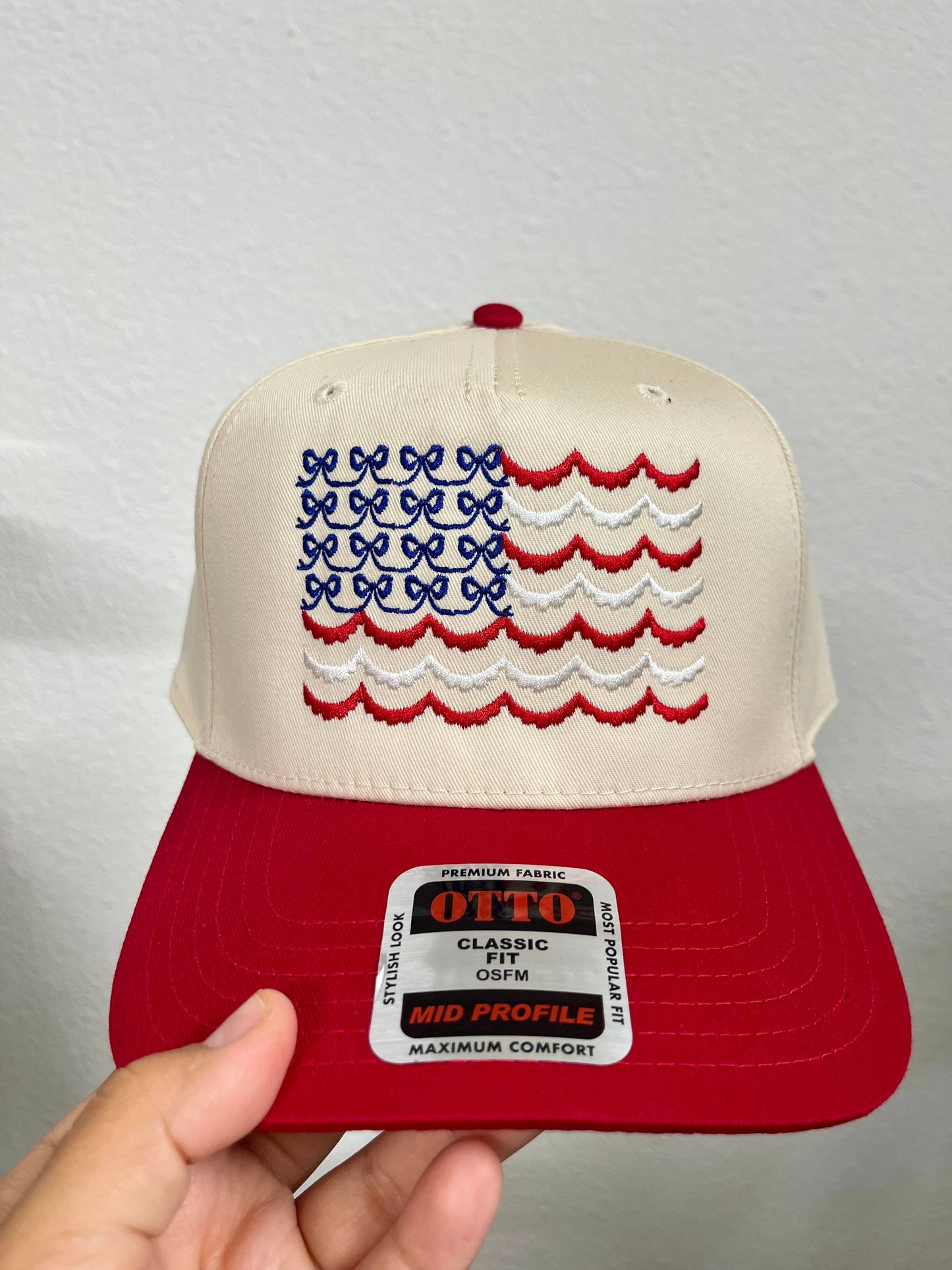 Coquette American Flag Embroidered Hat