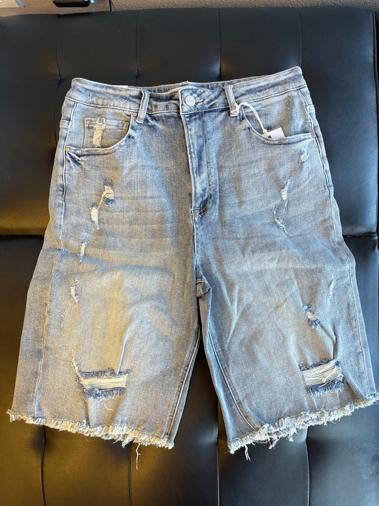 Distressed plus size shorts