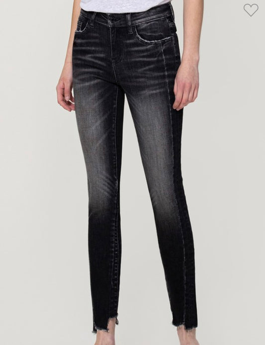 Frayed bottom black skinny’s