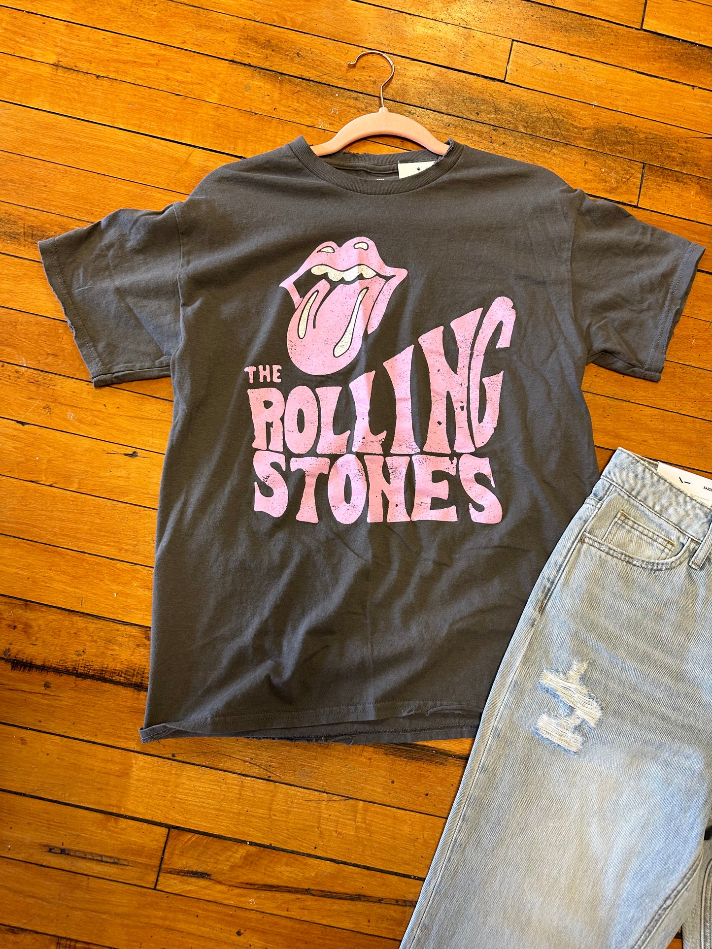 Rolling Stones tee in gray and pink