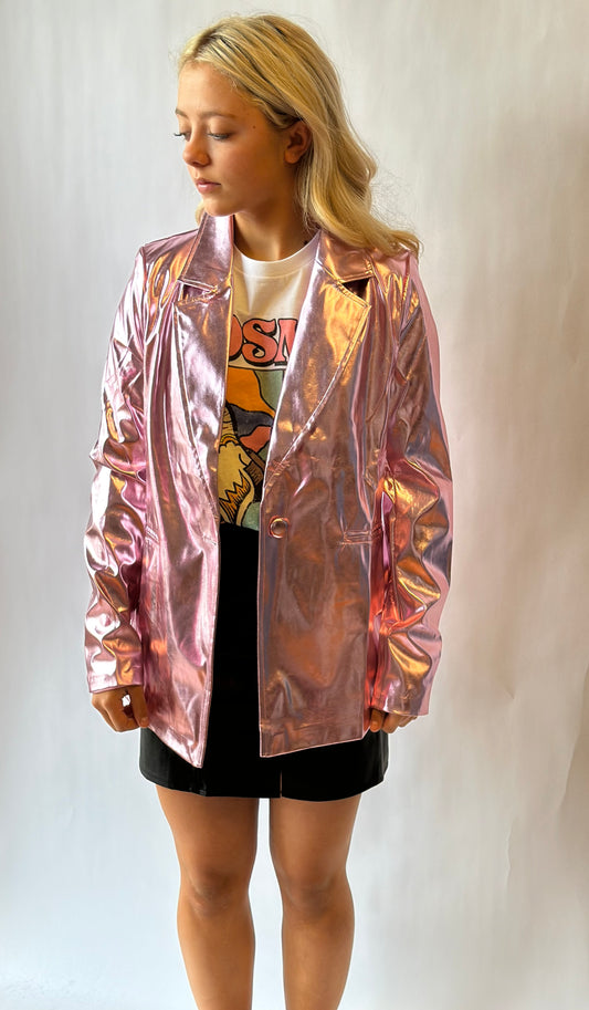 Metallic pink blazer