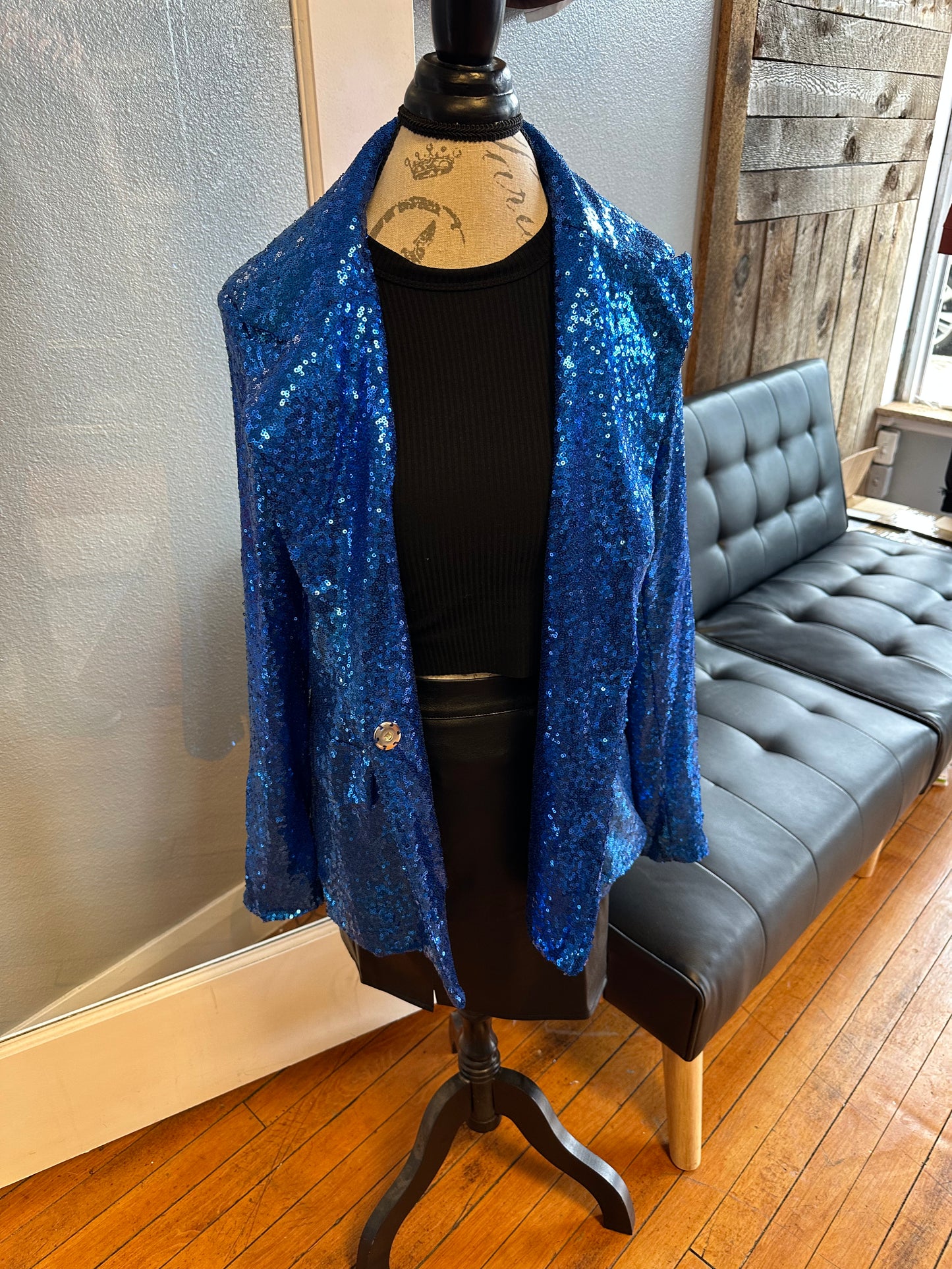 Blue sequin blazer